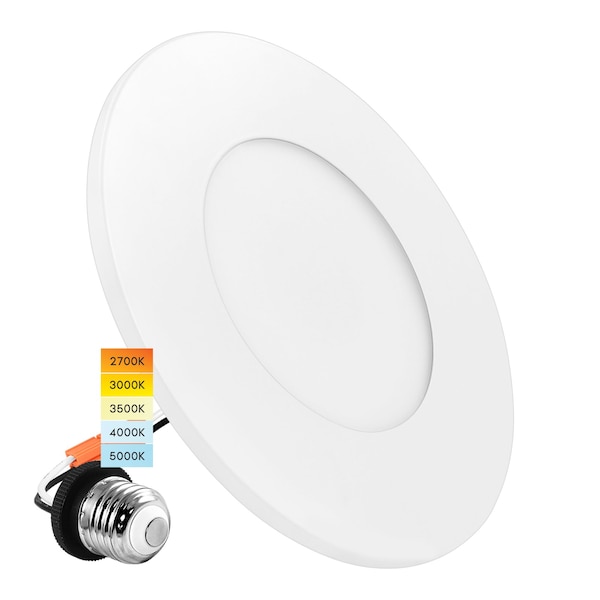 Luxrite 3-4 Inch LED Flush Mount & Recessed Light 5CCT 7.5W 650LM Dimmable J-Box or 4 Recessed Housing LR24980-1PK - main